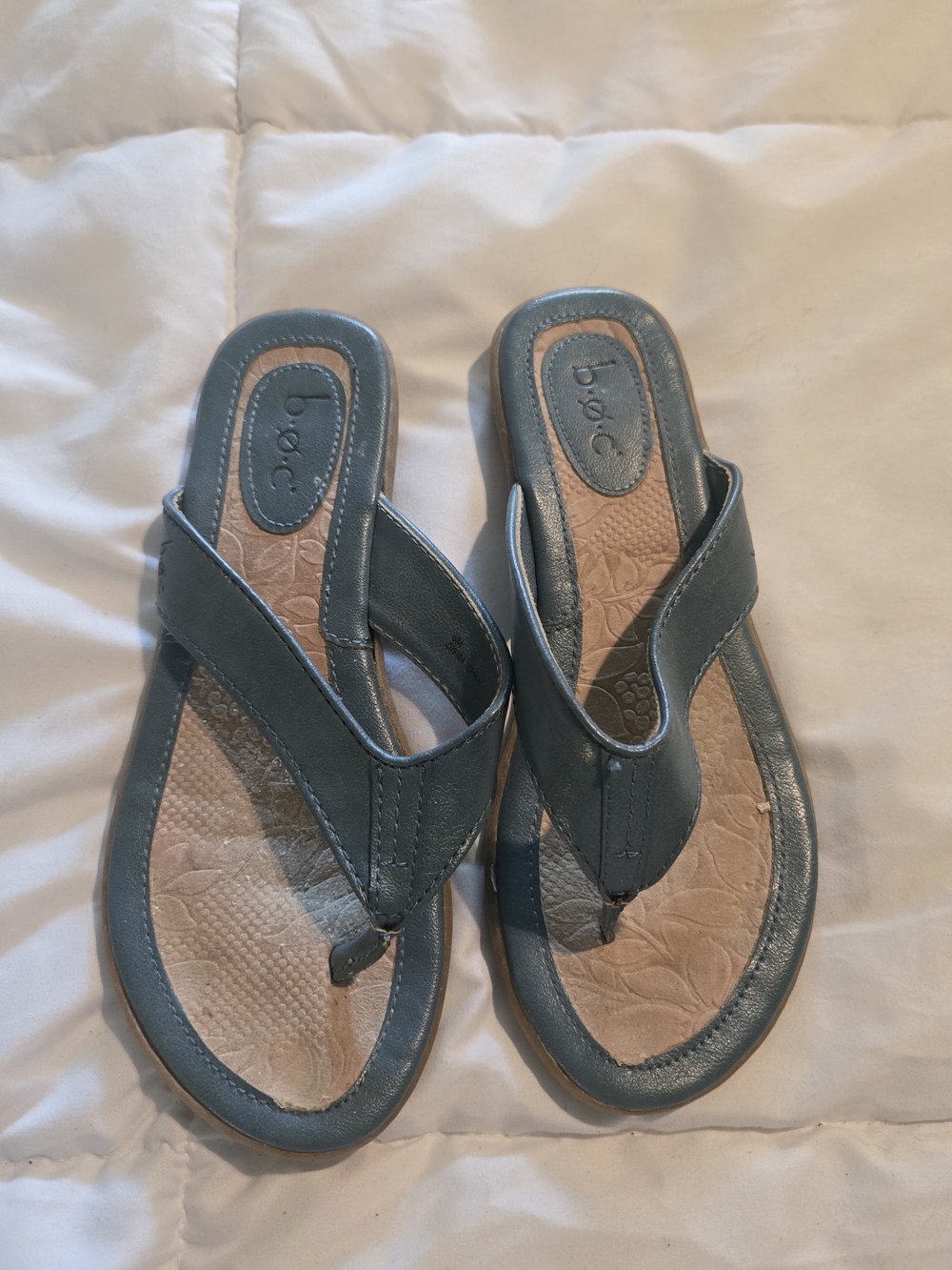b.o.c. Teal Leather Thong Sandals for Women